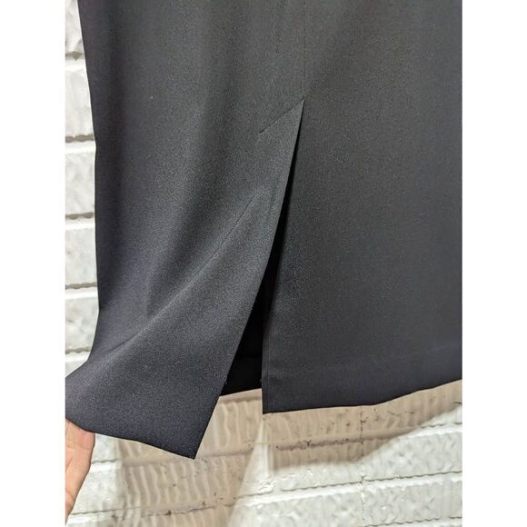 Leslie Fay Women's 8 Classic Black Dress Sheer Sleeves Sweetheart Neckline - Picture 6 of 8